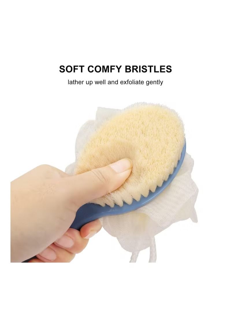 Back Scrubber Mesh Sponge Bath Brush with Curved Long HandleMaterial: Nylon shower brush is made of material that is durable. - Image 3