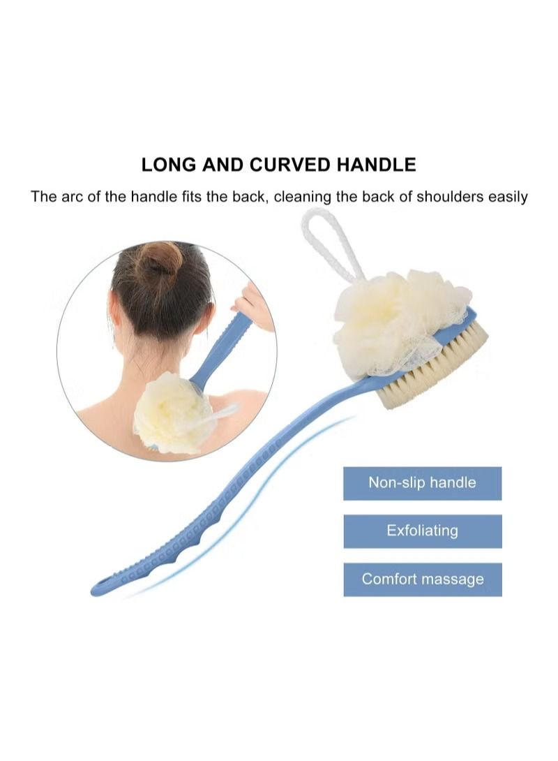 Back Scrubber Mesh Sponge Bath Brush with Curved Long HandleMaterial: Nylon shower brush is made of material that is durable. - Image 2