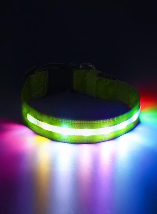 طوق كلاب مضيء من PcEoTllar، طوق كلاب LED، 6 أوضاع إضاءة وامضة، قابل لإعادة الشحن، مقاوم للماء، طوق كلاب قابل للتعديل يضيء في الظلام، إضاءة وامضة للمشي الليلي، أخضر - Image 1