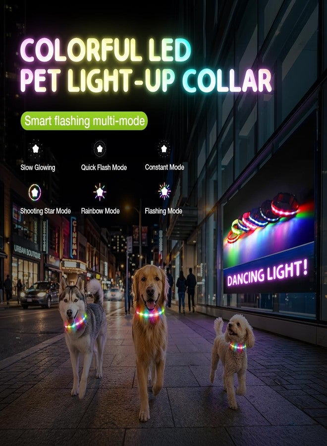 طوق كلاب مضيء من PcEoTllar، طوق كلاب LED، 6 أوضاع إضاءة وامضة، قابل لإعادة الشحن، مقاوم للماء، طوق كلاب قابل للتعديل يضيء في الظلام، إضاءة وامضة للمشي الليلي، أخضر - Image 2