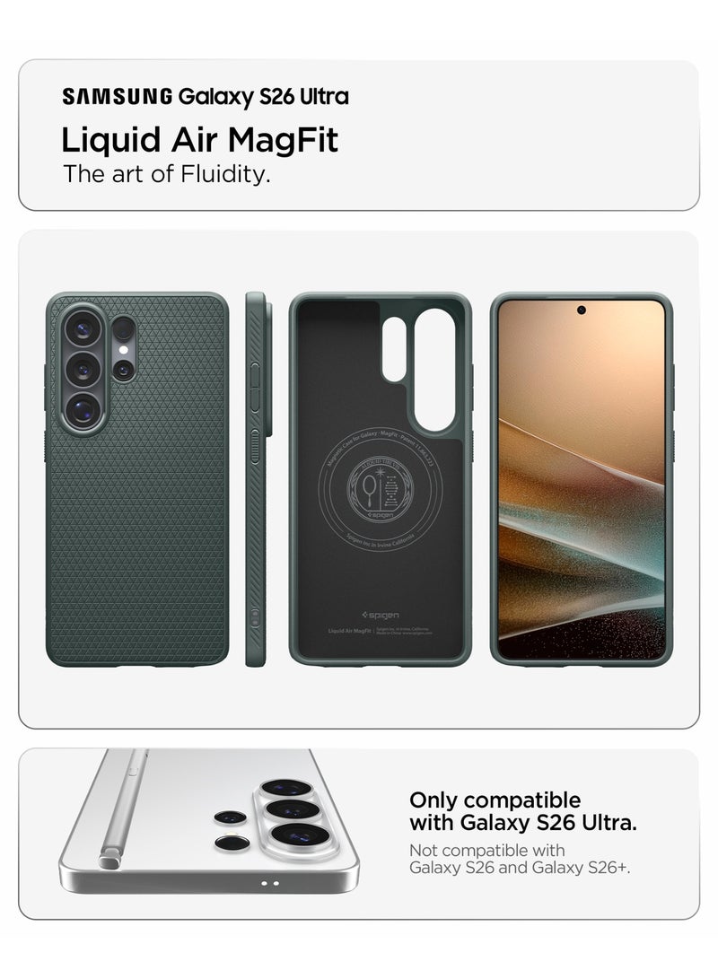 Spigen Liquid Air MagFit for Samsung Galaxy S26 ULTRA Case [MagSafe compatible] Cover - Abyss Green - Image 2