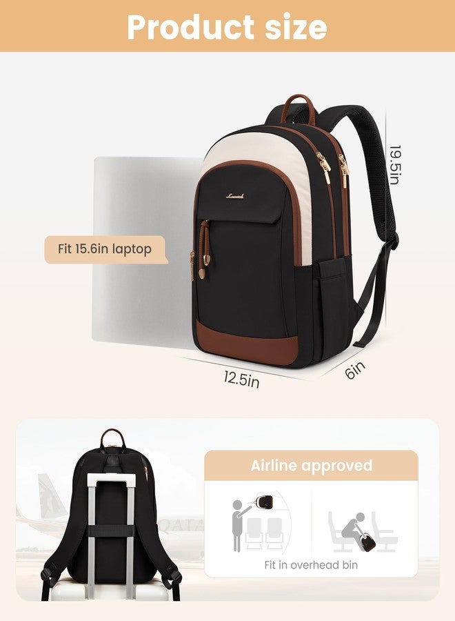 LOVEVOOK Travel Laptop Backpack Women, 15.6 Inch Anti Theft College Backpack Woman with Laptop Compartment, Large Water Resistant Black Computer Daypack for Work Casual Travel Essentials, Beige pink - Image 4