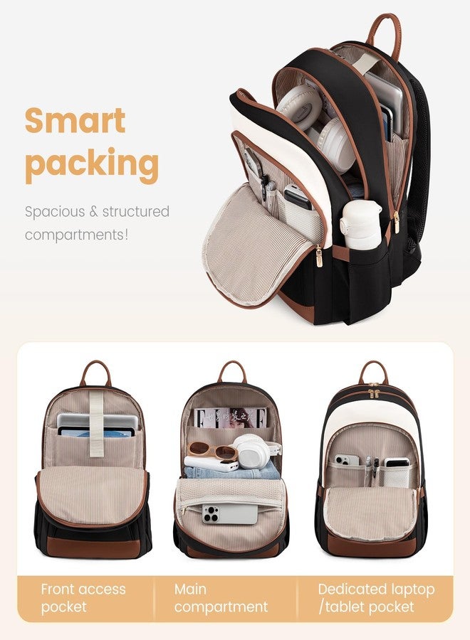 LOVEVOOK Travel Laptop Backpack Women, 15.6 Inch Anti Theft College Backpack Woman with Laptop Compartment, Large Water Resistant Black Computer Daypack for Work Casual Travel Essentials, Beige pink - Image 3