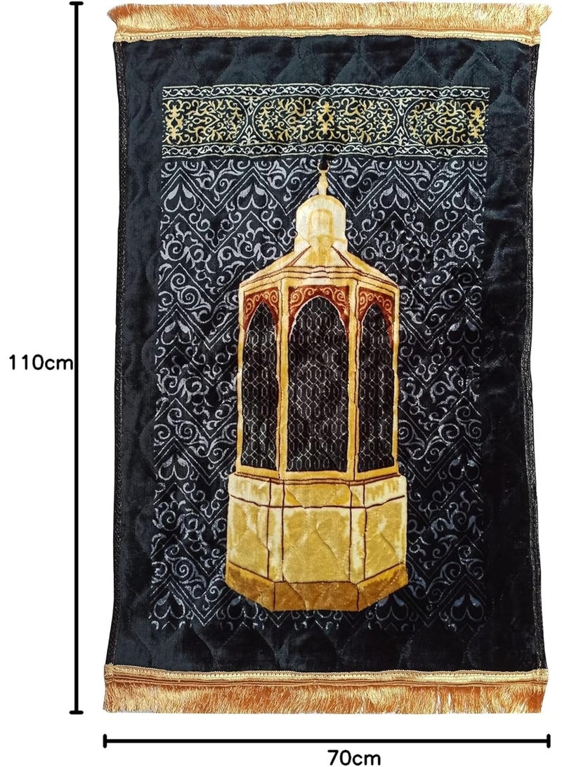 AL ARQAM Premium Islamic Prayer Mat Rug for Daily Salah - Comfortable, Non-Slip, and Elegant Design for a Tranquil Prayer Experience - Image 3