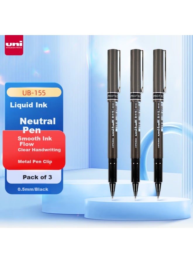 Uni-Ball Eye Black 0.5Mm Neutral Pen High Value Black Pen Signature Pen Business Direct Liquid Student Water Pen Water Pen Set Ub-155 3Pcs - Image 1
