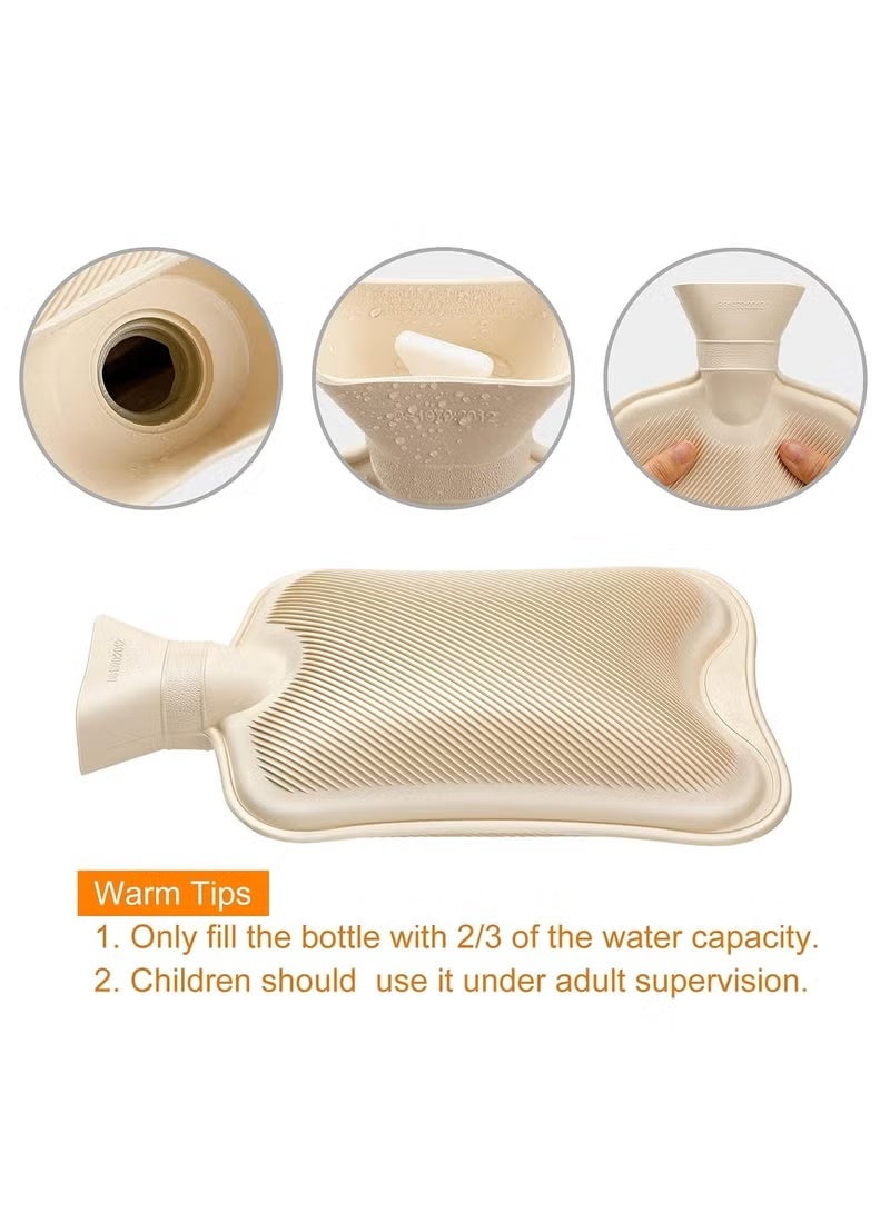 زجاجة ماء ساخن مع غطاء من الصوف الناعم، حقيبة ماء ساخن سعة 2 لتر للعلاج بالبرودة والساخنة وتسكين الآلام وآلام الظهر والرقبة وتشنجات الدورة الشهرية - Image 5