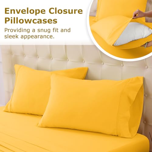 Homilay Full Size Bed Sheet Set - 4 Piece Soft Microfiber Sheets with Deep Pockets, Cooling Technology, and Wrinkle-Free Pillowcase. Hotel-Quality, Durable Bedding, Spectra Yellow - Image 5