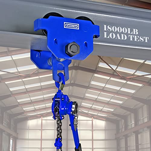 KARRYTON 2Ton/4400LB Beam Trolley 3.5 – 8in Adjustable Flange Width, Heavy Duty Manual Push Trolley w/Dual Track Rollers for Crane Lifts, Garage Hoists, Straight/Curved I Beams - Image 2