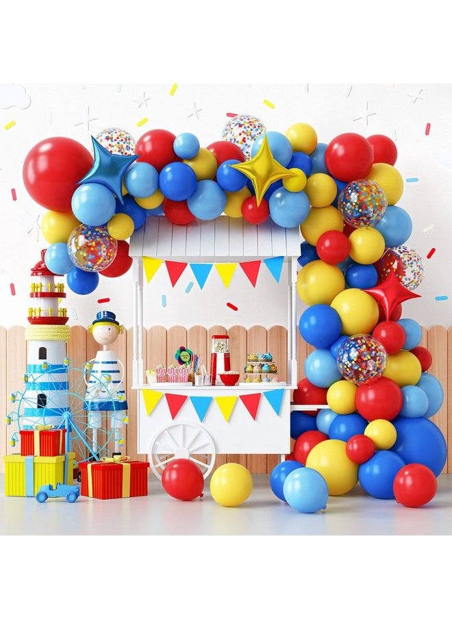 Generic - Carnival Circus Balloon Garland Arch Kit, 120Pcs Red Blue Yellow Primary Color Balloons Rainbow Multicolor Confetti And Star Foil Balloons For Birthday Party Carnival Theme Decorations - Image 1
