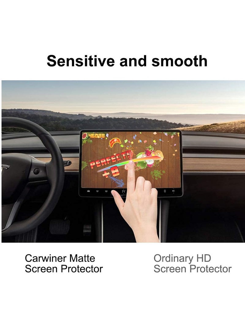 Zikra Matte Tempered Glass Screen Protector for Tesla Model 3 / Model Y - Anti-Glare, Anti-Fingerprint Protection for Center Control Touch Screen Navigation Accessories. - Image 2