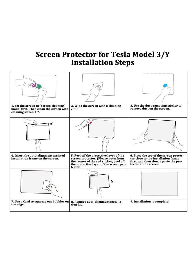 Zikra Matte Tempered Glass Screen Protector for Tesla Model 3 / Model Y - Anti-Glare, Anti-Fingerprint Protection for Center Control Touch Screen Navigation Accessories. - Image 4