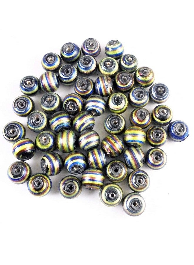 إيشوبي خرز زجاجي متعدد الألوان من رقائق الفضة الفاخرة المصنوعة يدويًا من eshoppee، مقاس 14 مم، وزن 200 جرام، لمجموعة صنع المجوهرات، مواد فنية وحرفية لصنع القلائد والأساور والأقراط، مجموعة DIY - Image 1