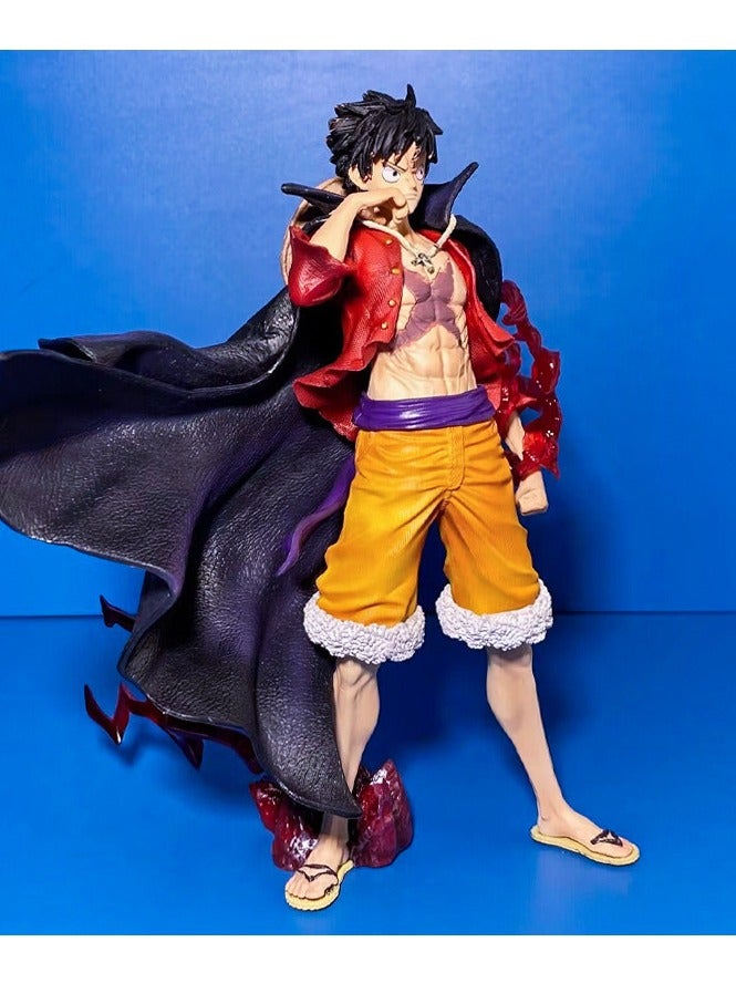 21cm New World Four Emperors Luffy Anime Figure - One Piece Cloak Monkey D. Luffy Standing Statue Doll, PVC Straw Hat, Luffy Action Model Collection Toy Decoration Gift with Interchangeable Arms  - Image 3