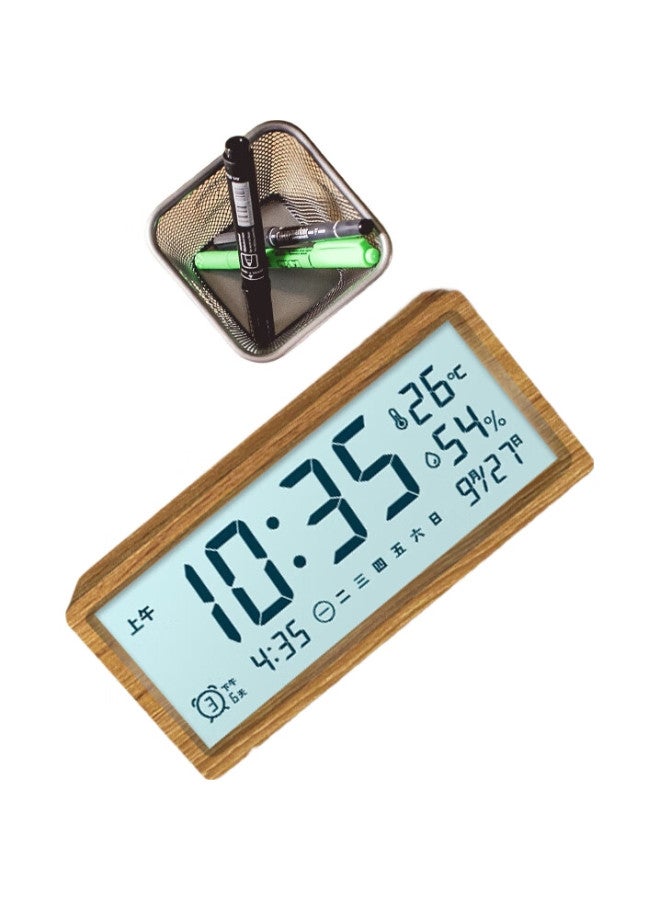 MOMEN (Momen) Alarm Clock Student Creative Simple Luminous Clock Simple Clock Bedside Multi-Function Lazy Clock Peach Wood Color Tm03 - Image 2