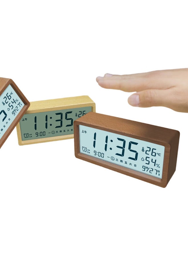MOMEN (Momen) Alarm Clock Student Creative Simple Luminous Clock Simple Clock Bedside Multi-Function Lazy Clock Peach Wood Color Tm03 - Image 1