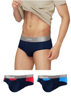 XYXX Pack of 3 Illuminati Intellisoft Micro Modal Color Blocked Solid Men Brief  - Image 1