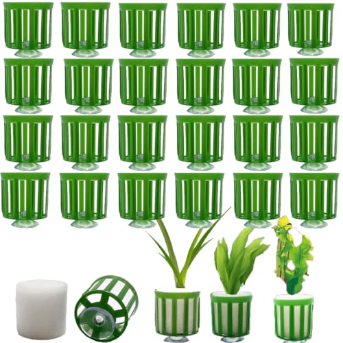 HAISENGO 24 Set Anti-Floating Aquarium Plant Rings, Aquatic Plants Fixed Rings with Suction, Aquarium Landscape Plastic Plant Fixing Aquarium Plant Weights Pot Fish Tank Accessories - Image 1
