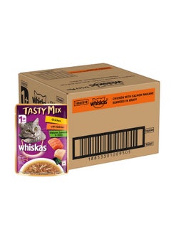 Whiskas Tasty Mix Adult (1+ Year) Wet Cat Food, Chicken with Salmon Wakame Seaweed in Gravy, 70 g, Pack of 28|Made with Real Fish|Complete & Balanced Nutrition for Adult Cat - pzsku/ZD674F83DCD181FF8D732Z/45/_/1738306652/49330f01-bee5-43b3-a342-6497c9de864a