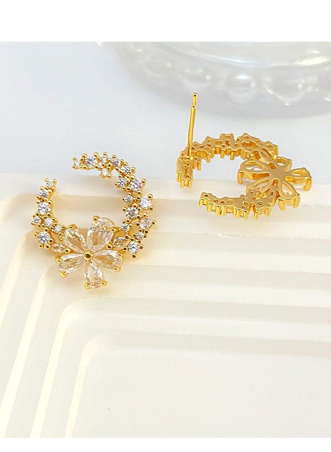 TUNKE Elegant Crystal Flower Earrings – Luxury Lightweight Design, Hypoallergenic, Perfect for Daily Wear & Occasions - Image 4