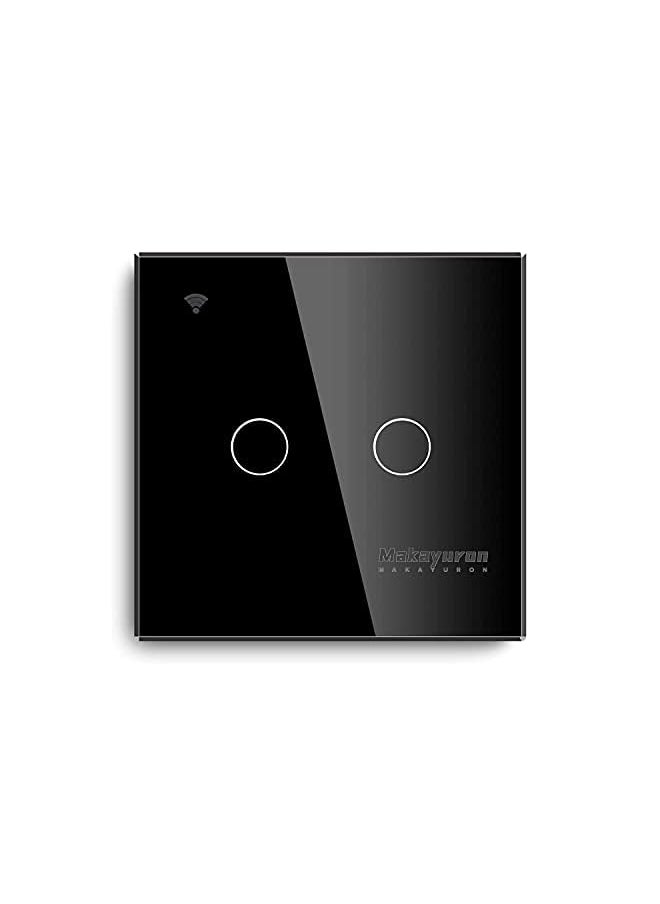 erorex - Smart Wall Light Switch, No Neutral Wire Required, No Hub Required, Compatible with Alexa and Google Home, APP Remote Control, Timing Function, Voice Control (Black 2 Gang) - Image 1