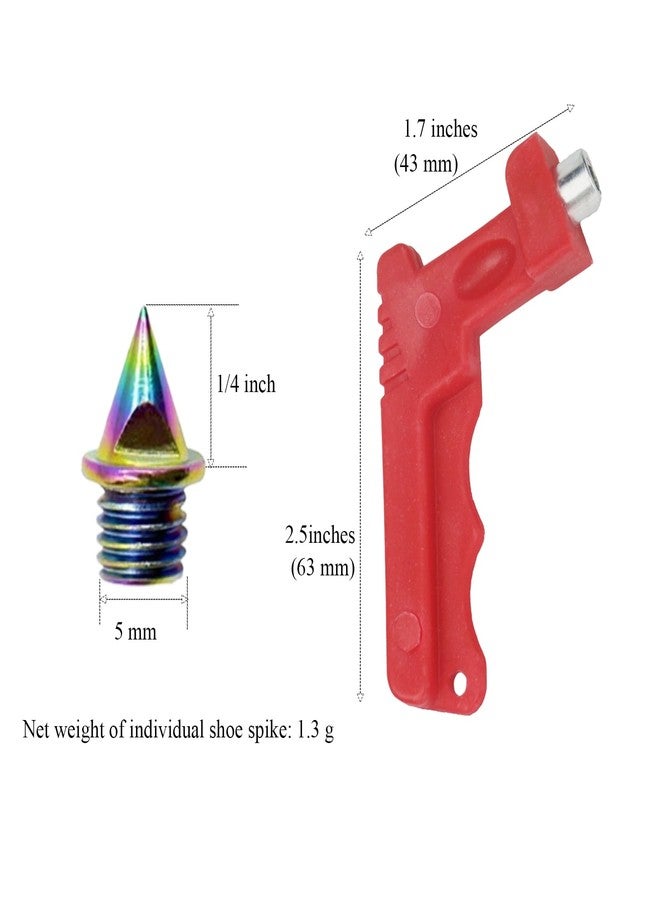 SATONBEYI Satonbey 20pcs 1/4 Inch Track Spikes with Wrench, Colorful Hard Steel Pyramid Sprinting Spikes for Short Running Track Shoe - Image 2