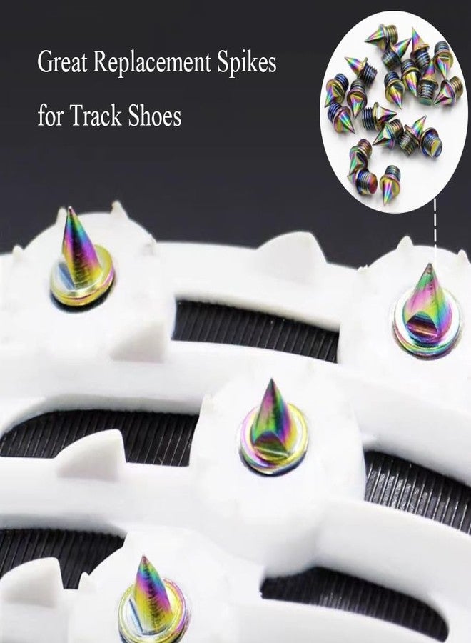SATONBEYI Satonbey 20pcs 1/4 Inch Track Spikes with Wrench, Colorful Hard Steel Pyramid Sprinting Spikes for Short Running Track Shoe - Image 5