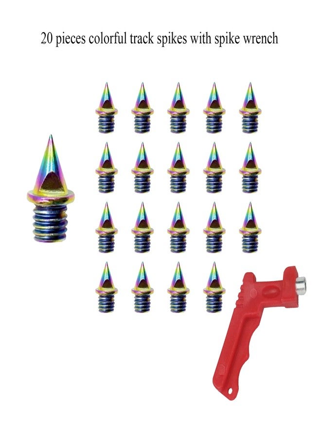 SATONBEYI Satonbey 20pcs 1/4 Inch Track Spikes with Wrench, Colorful Hard Steel Pyramid Sprinting Spikes for Short Running Track Shoe - Image 3