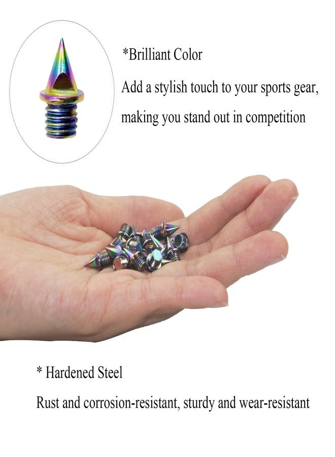SATONBEYI Satonbey 20pcs 1/4 Inch Track Spikes with Wrench, Colorful Hard Steel Pyramid Sprinting Spikes for Short Running Track Shoe - Image 4