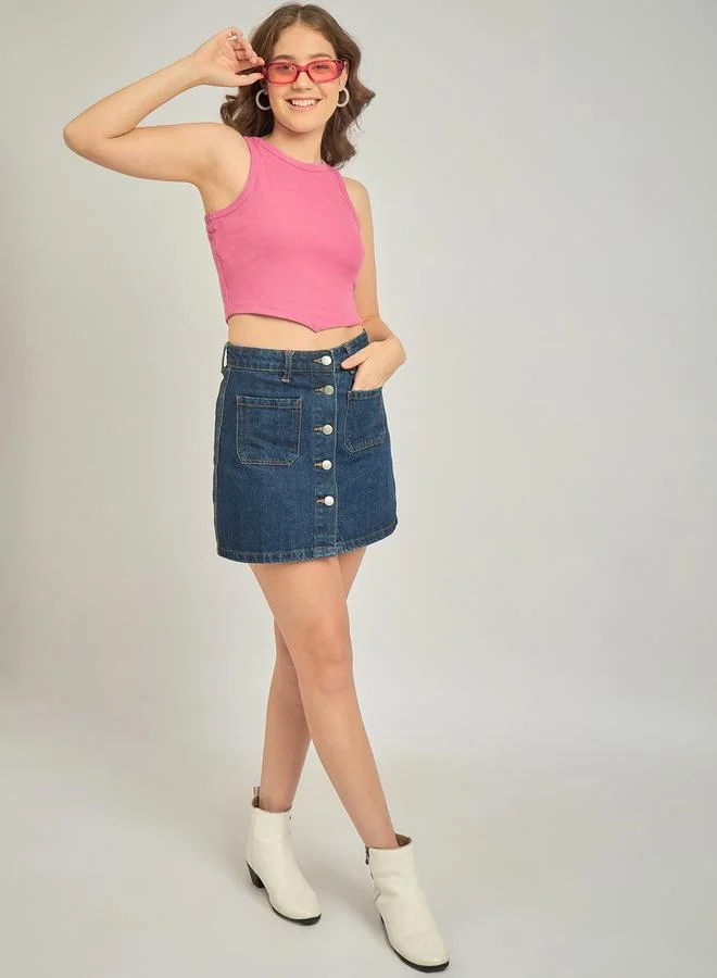 Outzidr  Pink Asymmetric Hem Tank Top for Women | Best Price UAE
