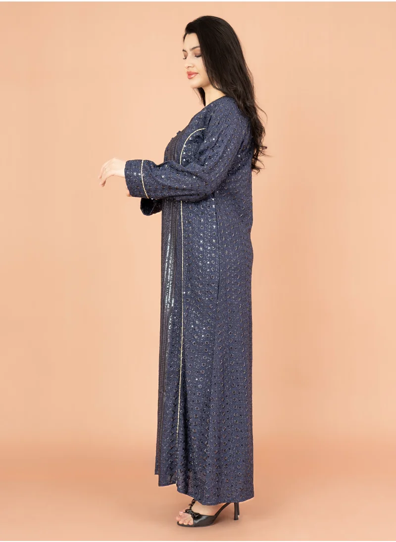 IKKXA Embroidery Sparkling Jalabiya IN016