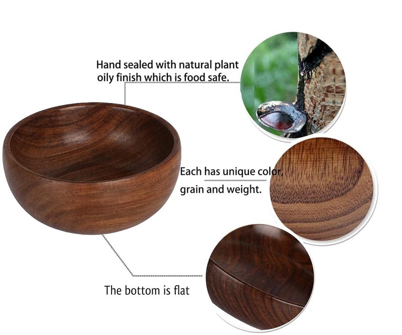 ADWORLD GLOBAL Wooden Bowl,Decorative Serving Bowl Natural Sheesham Wood Mixing & Serving Bowl,Handmade Wooden Salad Bowls,Antique Soup Serve Ware - Large (6 Inch) ,?0.5 Litres - Image 2