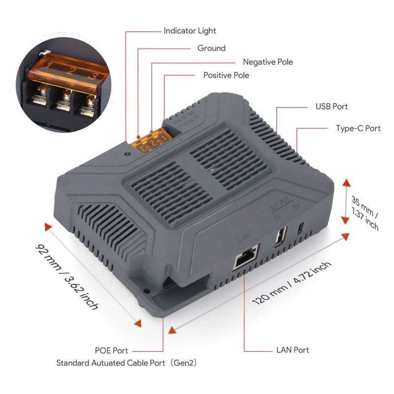 180W محقن PoE مع نقل جيجابت وشحن USB لطبق الجيل الثاني - Image 3