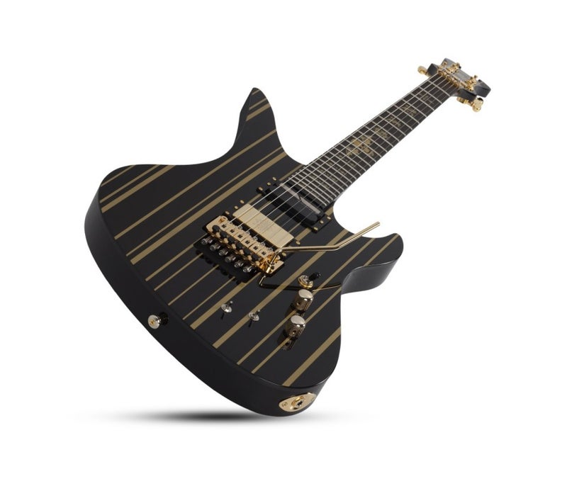 Schecter جيتار كهربائي شيكتر 1742 سينايستر كاستم-س - أسود لامع مع خطوط ذهبية - Image 5