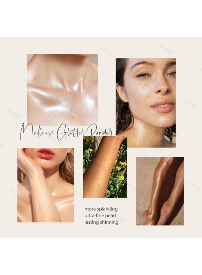 بخاخ هايلايتر ذهبي وردي - رذاذ بودرة سائبة لامعة للوجه والجسم والشعر، بخاخ مكياج لامع يدوم طويلاً، لمسة نهائية لامعة للحفلات والمهرجانات والعروض المسرحية والنوادي الليلية - Image 2