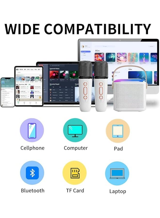 Mini Karaoke Machine with 2 Wireless Microphone, Portable Bluetooth Karaoke Speaker for Kids and Adults, Gifts for Girls and Boys Birthday Home Party - Image 4