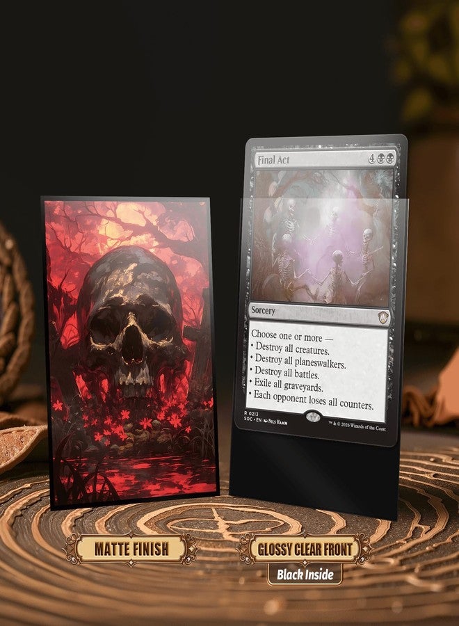 Kiiransr MTG Card Sleeves - Red Moon Skull - Ultra Clear Front & Matte Finish Back, 100 Count Standard Size Matte Art Sleeve for Magic the Gathering - Image 2