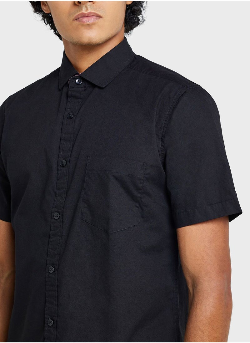 Seventy Five - Men Black Classic Slim Fit Pure Cotton Casual Shirt - Image 1