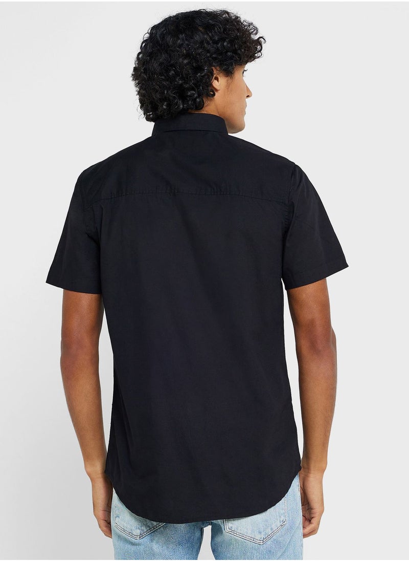 Seventy Five - Men Black Classic Slim Fit Pure Cotton Casual Shirt - Image 1