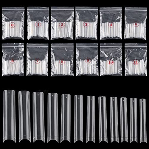Ohlove 504Pcs Extra Long C Curve Nail Tips XXXL Clear Square Half Cover Nails for Acrylic Nails - Image 1