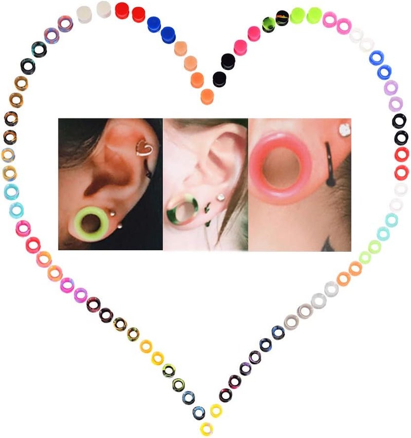 Oyaface 76 Pcs Soft Silicone Ear Tunnels/Plugs Kit Flesh Flexible Earring Gauges Double Flared Earlets Stretchers Expander Piercing Jewelry, 6MM-18MM - Image 3