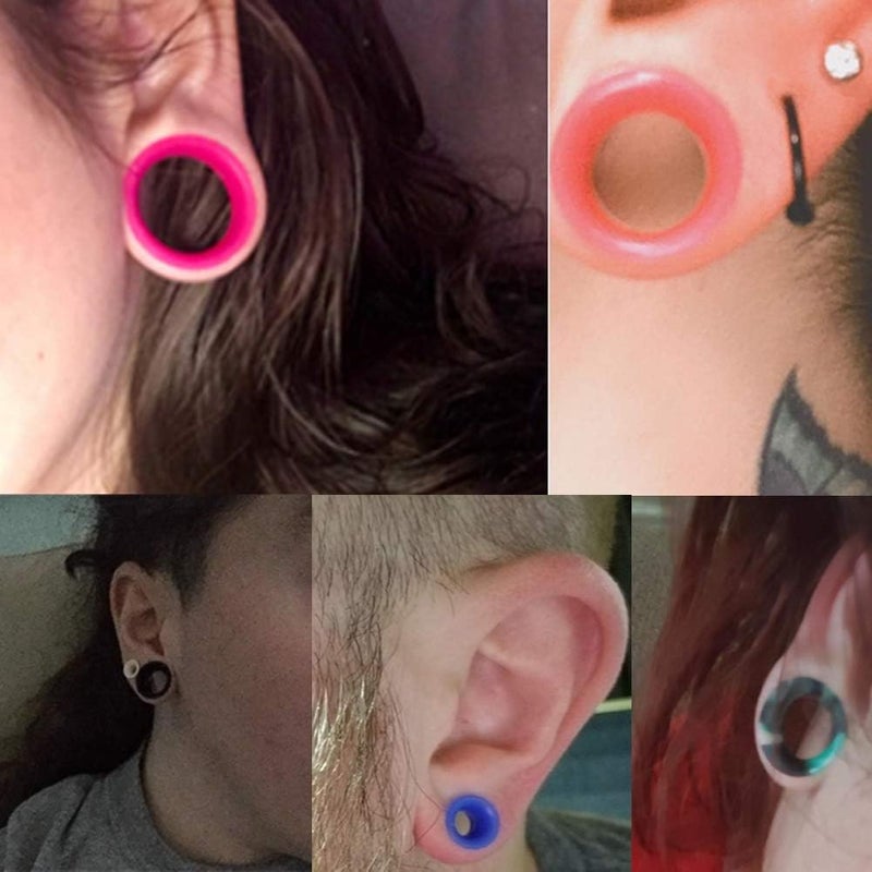 Oyaface 76 Pcs Soft Silicone Ear Tunnels/Plugs Kit Flesh Flexible Earring Gauges Double Flared Earlets Stretchers Expander Piercing Jewelry, 6MM-18MM - Image 5