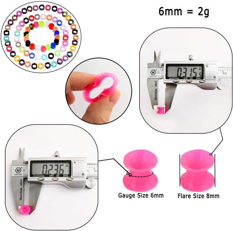 Oyaface 76 Pcs Soft Silicone Ear Tunnels/Plugs Kit Flesh Flexible Earring Gauges Double Flared Earlets Stretchers Expander Piercing Jewelry, 6MM-18MM - Image 4