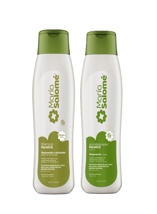 Maria Salome Keratina2 Hair Repair and Loss Prevention Kit of Shampoo 13.5 fl.oz. - Conditioner 13.5fl.oz. - Image 1