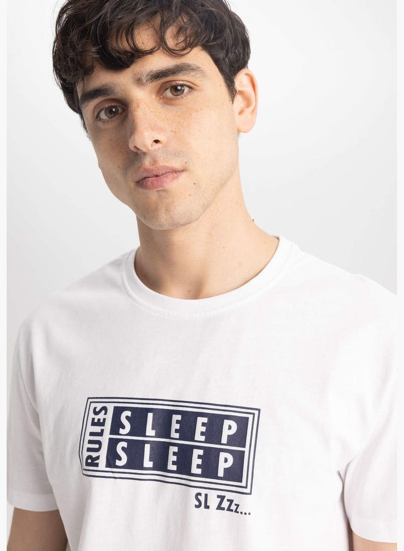 DeFacto طقم منزلي مكون من 2 قطعة للرجال بأكمام قصيرة وياقة دائرية محبوك - Image 4