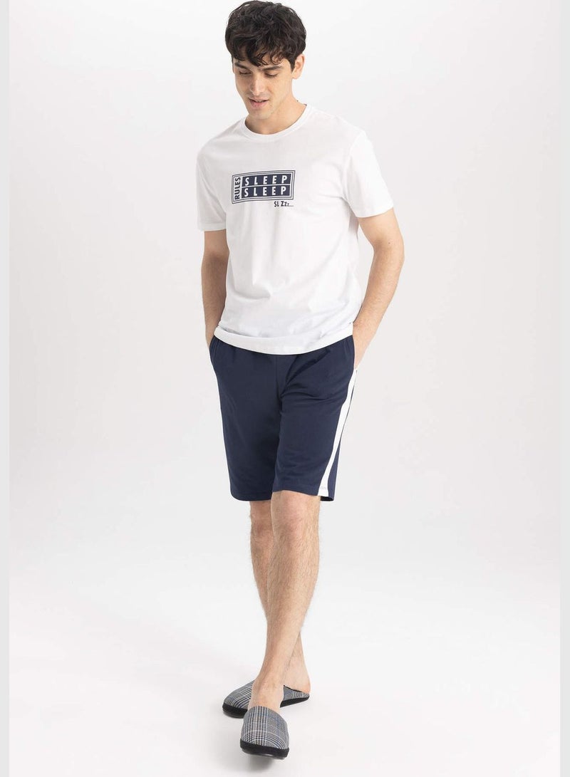 DeFacto طقم منزلي مكون من 2 قطعة للرجال بأكمام قصيرة وياقة دائرية محبوك - Image 2