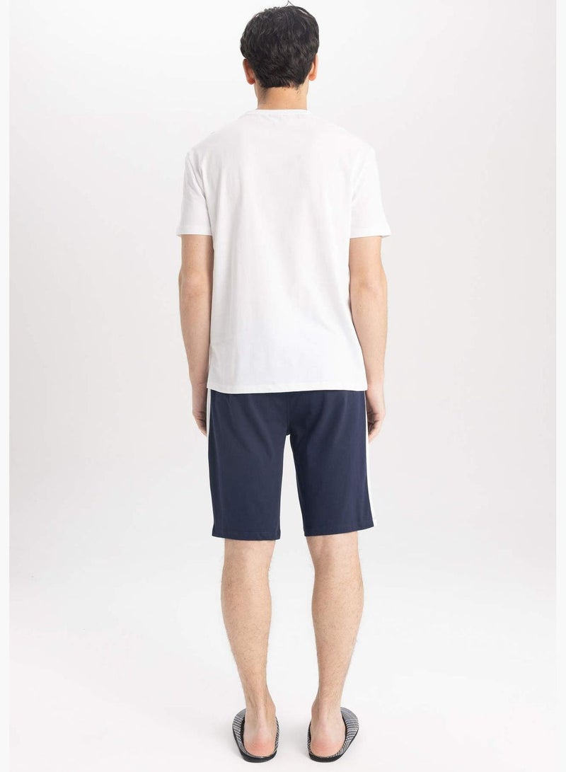 DeFacto طقم منزلي مكون من 2 قطعة للرجال بأكمام قصيرة وياقة دائرية محبوك - Image 5