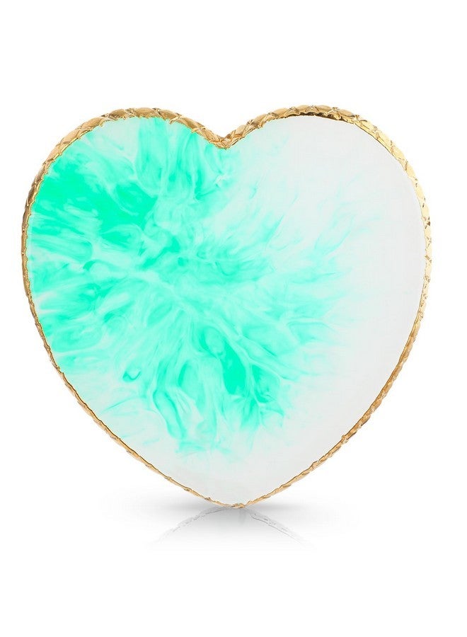 Sibba Resin Nail Art Palette Nail Mixing Palette Polish Color Mixing Plate Golden Edge Nail Holder Display Board Heart Shape Cosmetic Mixing Tools (Green) - Image 1