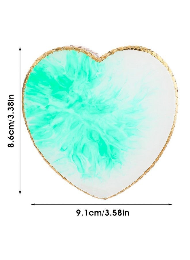 Sibba Resin Nail Art Palette Nail Mixing Palette Polish Color Mixing Plate Golden Edge Nail Holder Display Board Heart Shape Cosmetic Mixing Tools (Green) - Image 2