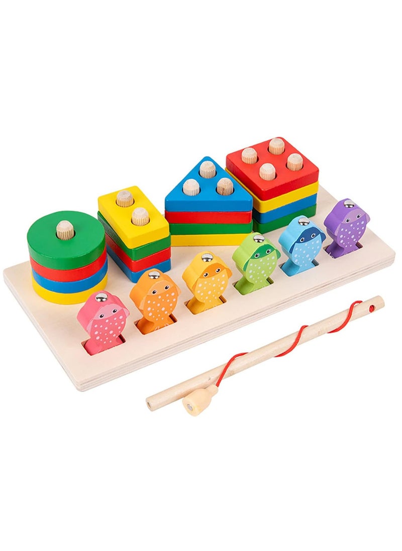 ULHYC - Montessori Toys, Wooden Educational Toy for Boys Girls Toddlers, Pillar Pillar Fishing Toys Stacking Toys for Toddlers And Kids Preschool - Image 1
