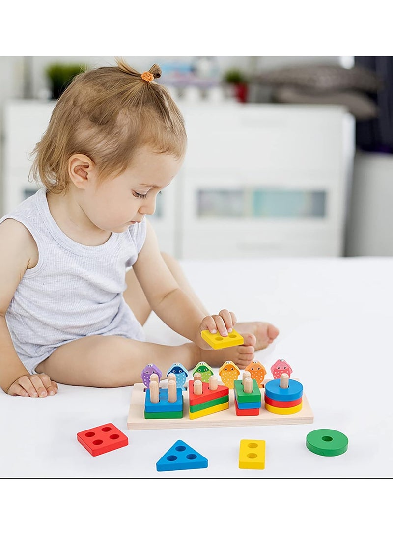 ULHYC - Montessori Toys, Wooden Educational Toy for Boys Girls Toddlers, Pillar Pillar Fishing Toys Stacking Toys for Toddlers And Kids Preschool - Image 1